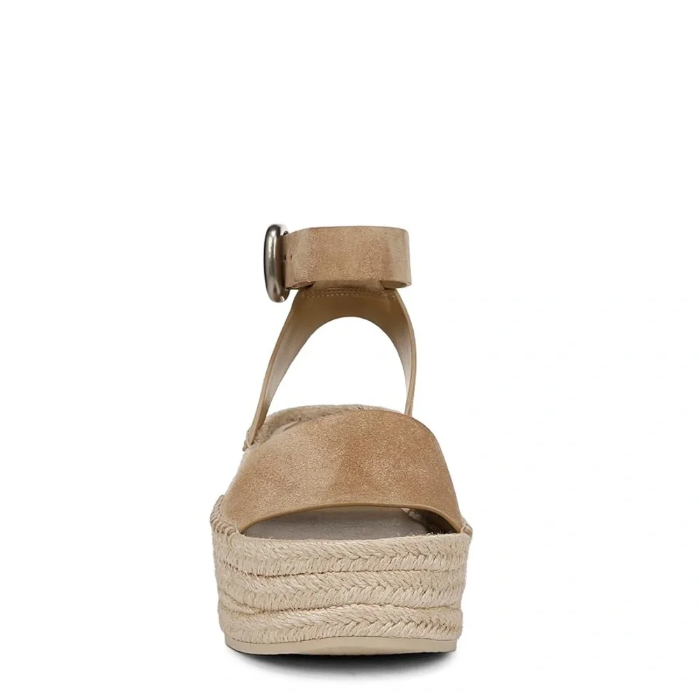 VINCE Women's Classic Espadrille Wedge Sandal Color: Dune Tan Leather size 8